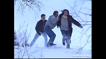Group MJM sex in the sauna, in the snow and on the bed